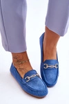 Klasyczne Zamszowe Mokasyny Z Ozdobą Niebieskie Amera