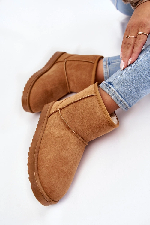 Damskie Ocieplane Botki Śniegowce Jasnobrązowe Virgina