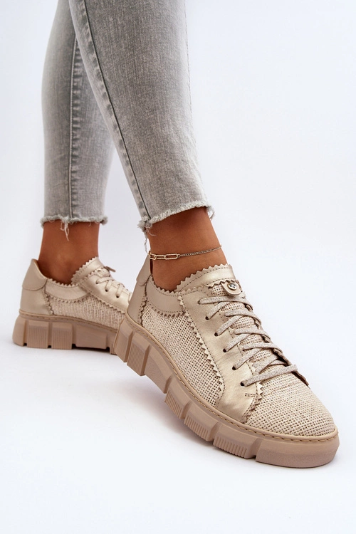 Damskie Skórzane Półbuty Maciejka 05850-22 Jasnobeżowe