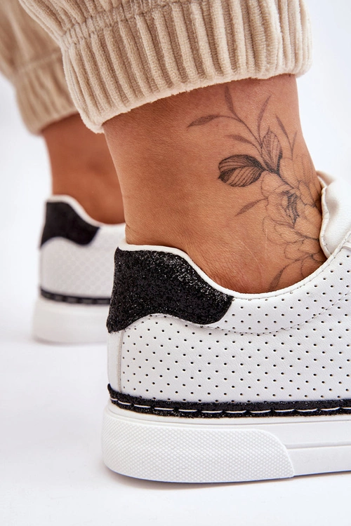 Niskie Damskie Trampki Z Perforacją Biało-Czarne Daxton