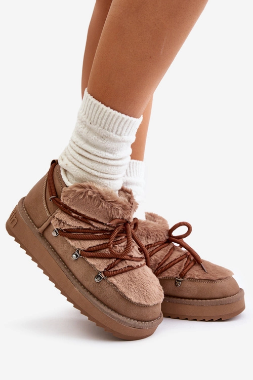 Niskie Śniegowce Na Platformie Z Futerkiem D.Franklin DFSH370011 Brązowe