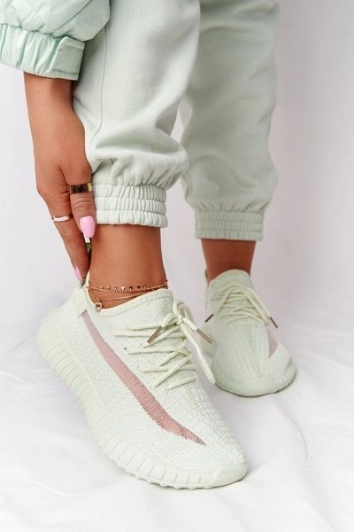 Damskie Sportowe Buty Sneakersy Jasnozielone Amazing