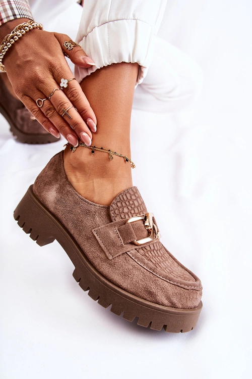 Modne Zamszowe Półbuty Loafery Jasnobrązowy Lemar Rayhan