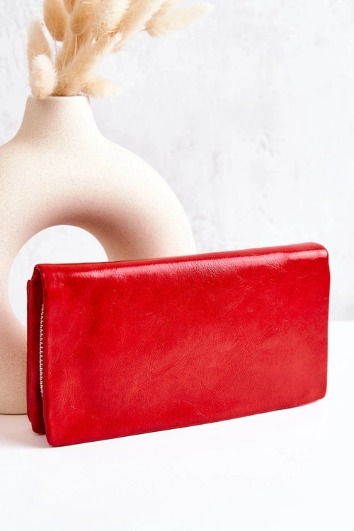 Duży Skórzany Portfel Czerwony Rhodes