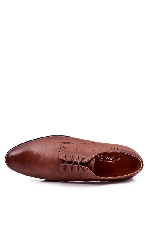 Eleganckie Skórzane Półbuty Bednarek 724 Brązowe