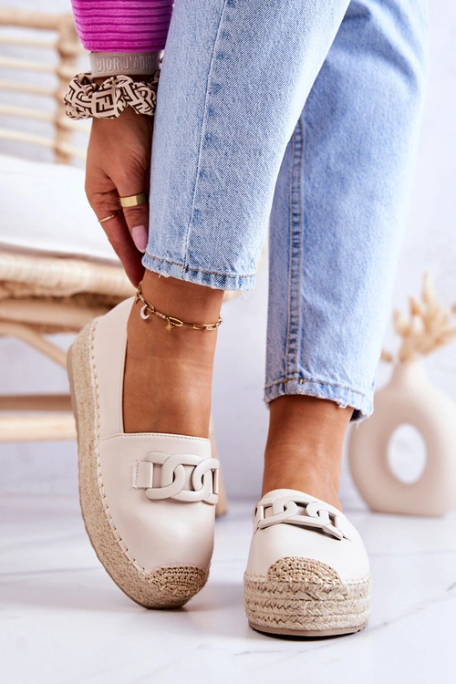 Klasyczne Espadryle Na Platformie Beżowe Julianne
