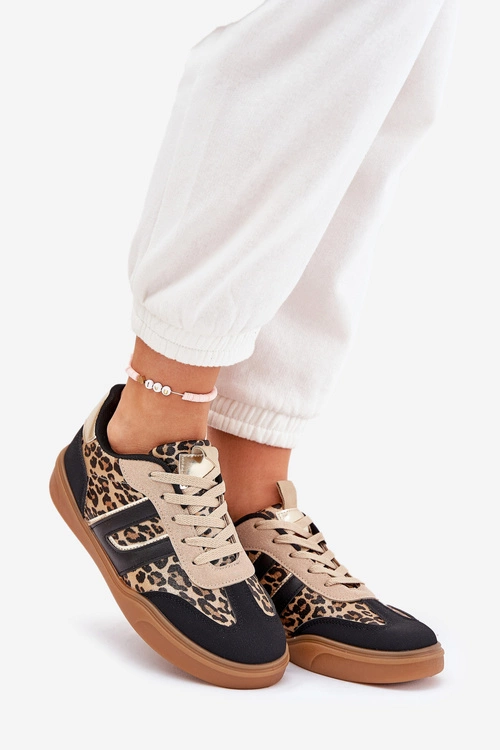 Sneakersy Damskie Z Eko Skóry Panterka Czarne Satylies