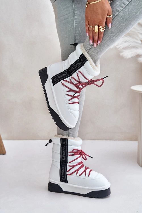 Śniegowce Damskie Na Grubej Podeszwie Wegańskie D.Franklin DFSH371007 Białe