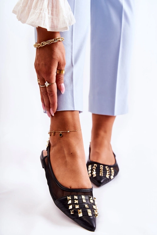 Damskie Baleriny Z Ćwiekami Czarne Kinley