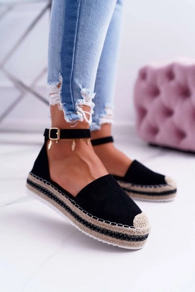 Espadryle Damskie Na Platformie Czarne Toca Toca