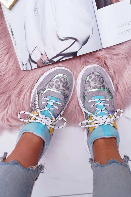 Sportowe Damskie Buty Wysoka Podeszwa Szare Cabana