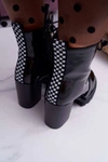Botki Damskie Na Słupku Lakierowane Czarne Insist