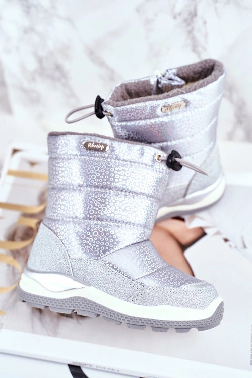 Dziecięce Śniegowce Ocieplane Wełną Srebrne Felini