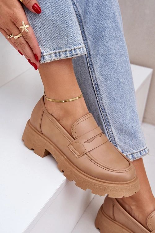 Mokasyny Damskie Z Eko Skóry Beżowe Sendall