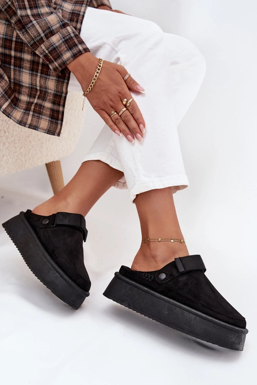 Śniegowce Damskie Na Platformie Z Rzepem Czarne Jorielle