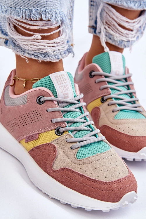 Damskie Sneakersy Big Star LL274422 Różowo-Beżowe