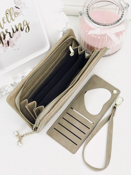 Duży Damski Beżowy Portfel