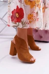 Damskie Sandały Na Słupku Peep Toe Camel Nevienna