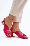 Eleganckie Klapki Damskie Na Obcasie Laura Messi 2771 Fuksja