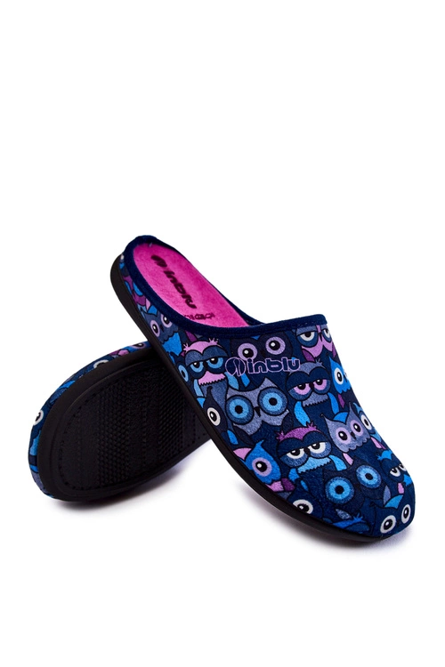 Domowe Klapki Papcie W Koty Inblu GF-12-004 Granatowe