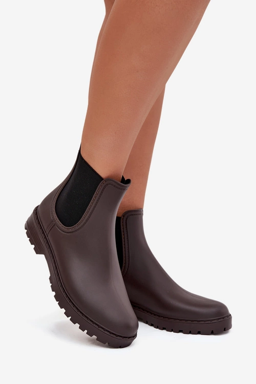 Kalosze Damskie Z Elastycznymi Wstawkami Czekoladowe Ciariel
