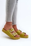 Damskie Klapki Gładkie ZAXY LL285077 Limonkowe