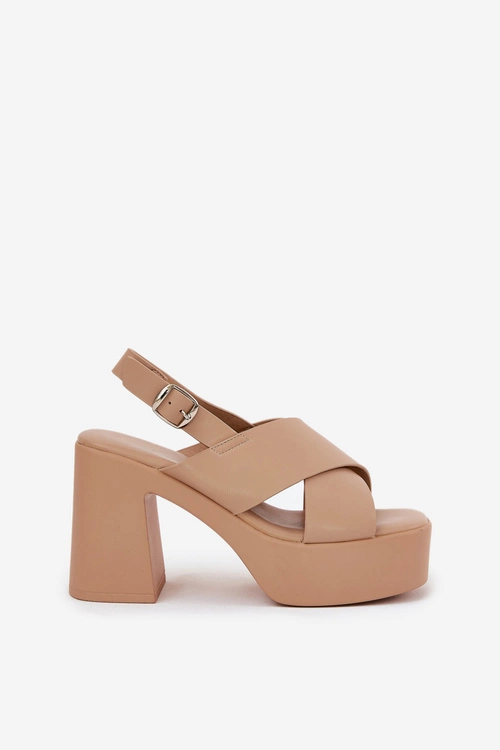 Sandały Damskie Na Słupku I Platformie Z Eko Skóry Khaki Annavin