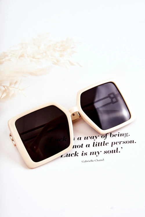 Kwadratowe Okulary Przeciwsłoneczne V130042 Jasnobeżowe