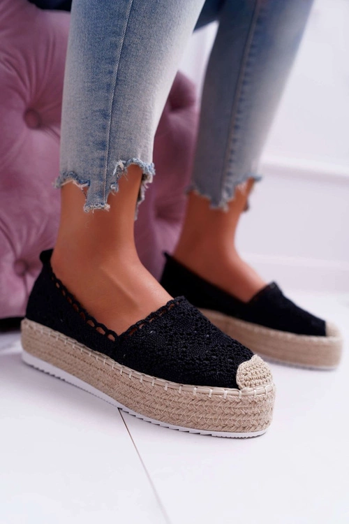 Espadryle Damskie Koronkowe Czarne Lovely Haven