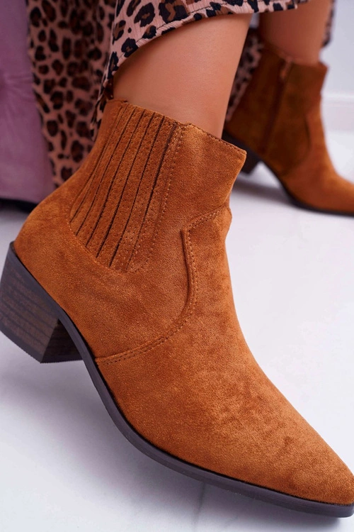 Botki Damskie Płaski Obcas Camel Umberco