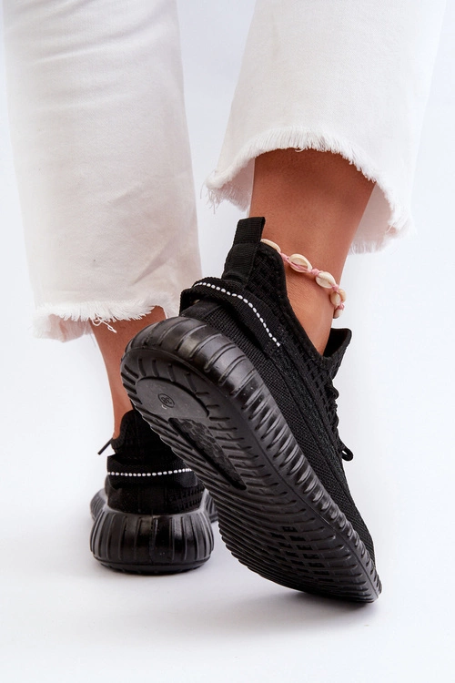 Materiałowe Wsuwane Buty Sportowe Damskie Czarne Nelmarie