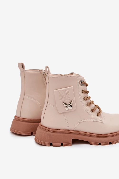 Ocieplane Botki Dziecięce Na Zamek Beżowe Alverina