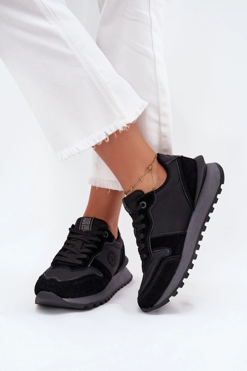 Skórzane Sneakersy Damskie Big Star OO274529 HI-POLY SYSTEM Czarne