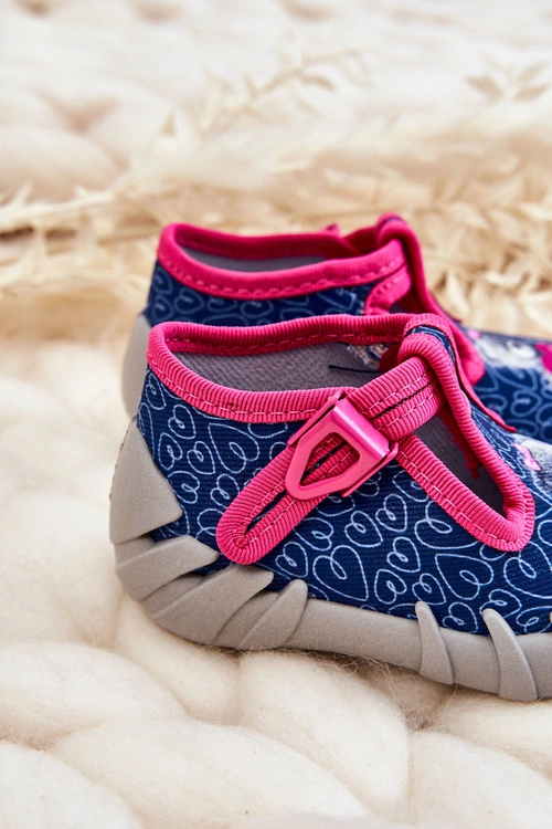 Buty Papcie Befado Miś 110P469 Granatowo-Różowe