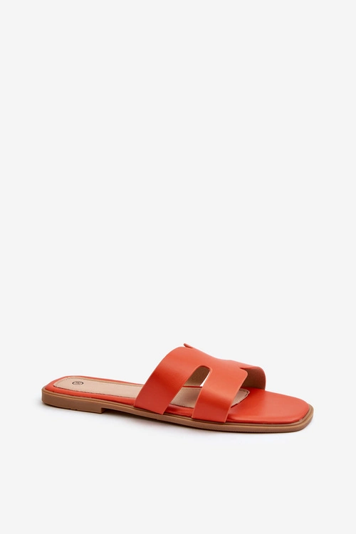 Damskie Płaskie Klapki Z Wycięciami Pomarańczowe Fiviama