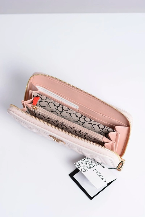Duży Damski Pikowany Portfel Nobo Pudrowy Róż