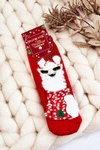 Dziecięce Świąteczne Bawełniane Skarpety Termoaktywne Alpaka Czerwone