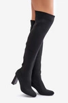 Kozaki Ze Skarpetkową Cholewką Za Kolano Na Słupku Czarne Esanira