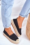 Espadryle Damskie Koronkowe Czarne Platforma Desante