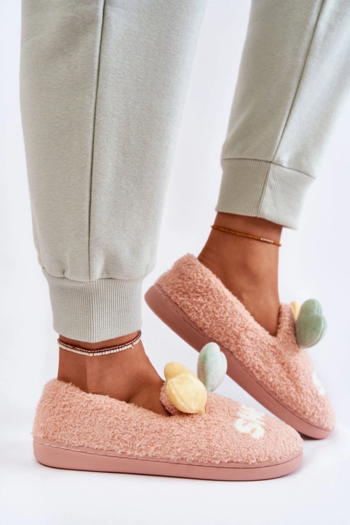 Damskie Wsuwane Papcie Z Sercami Różowe Alasca