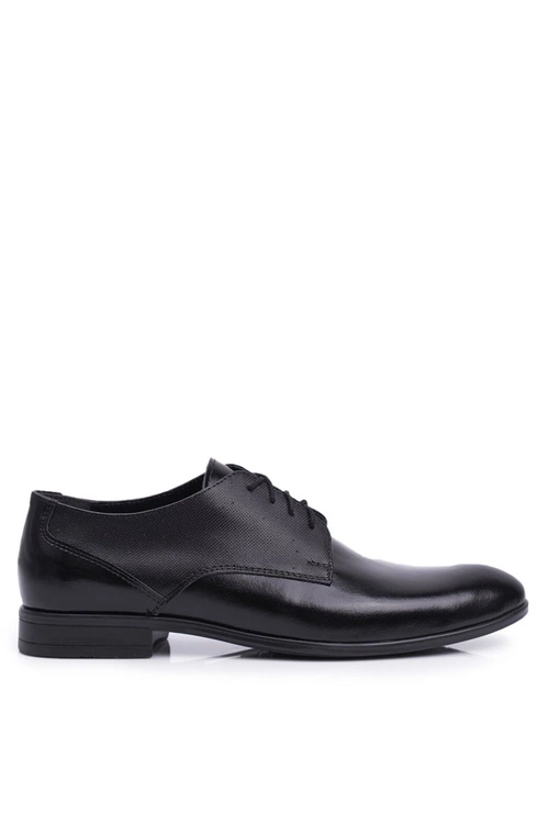 Półbuty Męskie Eleganckie Bednarek Skórzane Czarne Jantar