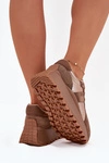 Zamszowe Sneakersy Damskie Ocieplane Na Platformie Big Star OO274A218 HI-POLY SYSTEM Brązowe