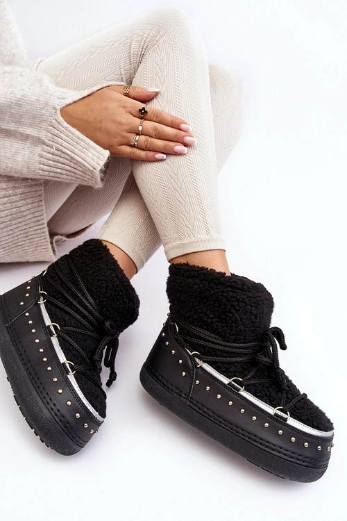 Damskie Ocieplane Śniegowce Czarne Rohes