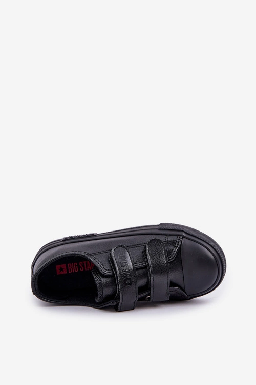 Dziecięce Skórzane Trampki Na Rzep BIG STAR KK374054 Czarne