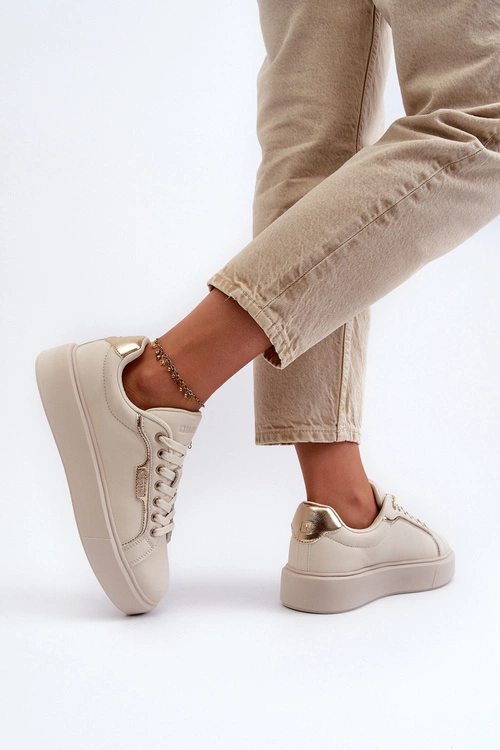 Sneakersy Damskie Big Star NN274334 Memory Foam System Beżowe