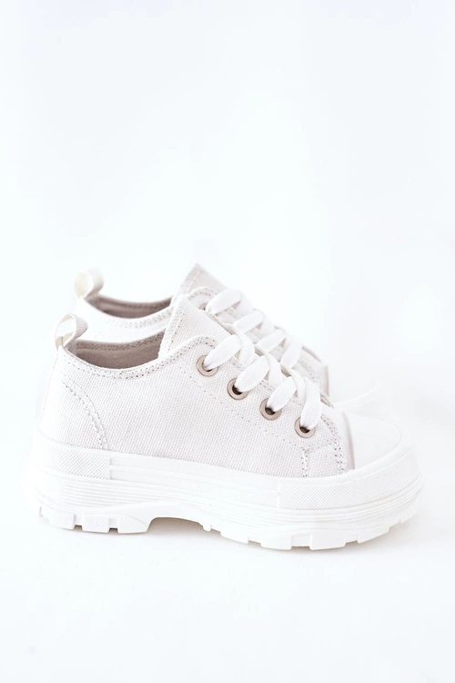 Dziecięce Trampki Na Platformie Białe Travel Time