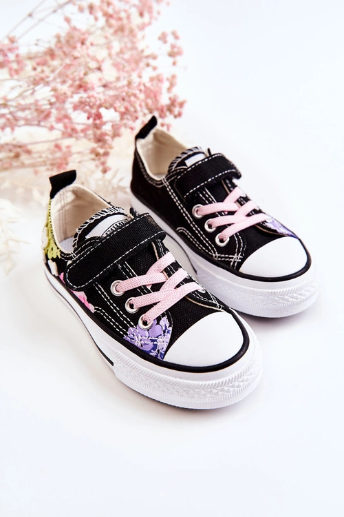 Dziecięce Trampki Materiałowe Print Czarne Buster