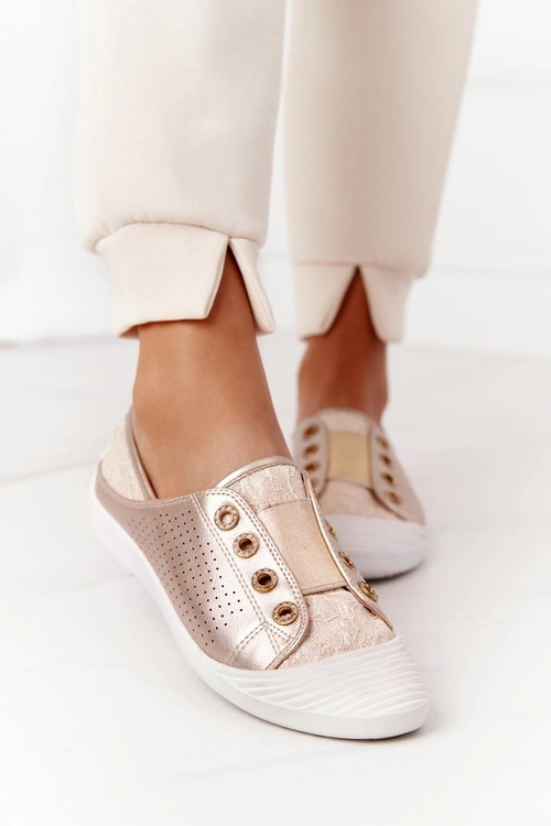 Damskie Trampki Z Koronką Lu Boo Złote