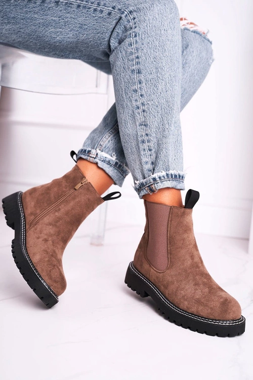 Damskie Botki Sztyblety Khaki Resist