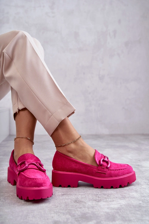 Damskie Zamszowe Półbuty Na Platformie Różowe Gunn